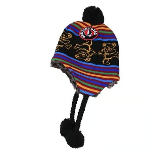 Grateful Dead Dancing Bears Ski Hat ~ Black ~ Officially Licensed ~ Brand New! - Picture 1 of 2